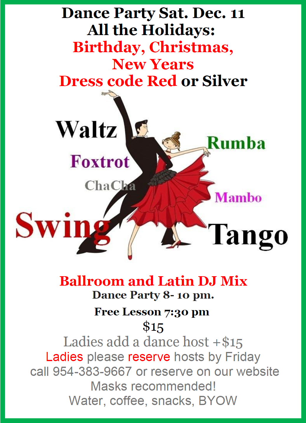 Saturday, December 11 Holiday Dance Party at Star Ballroom!