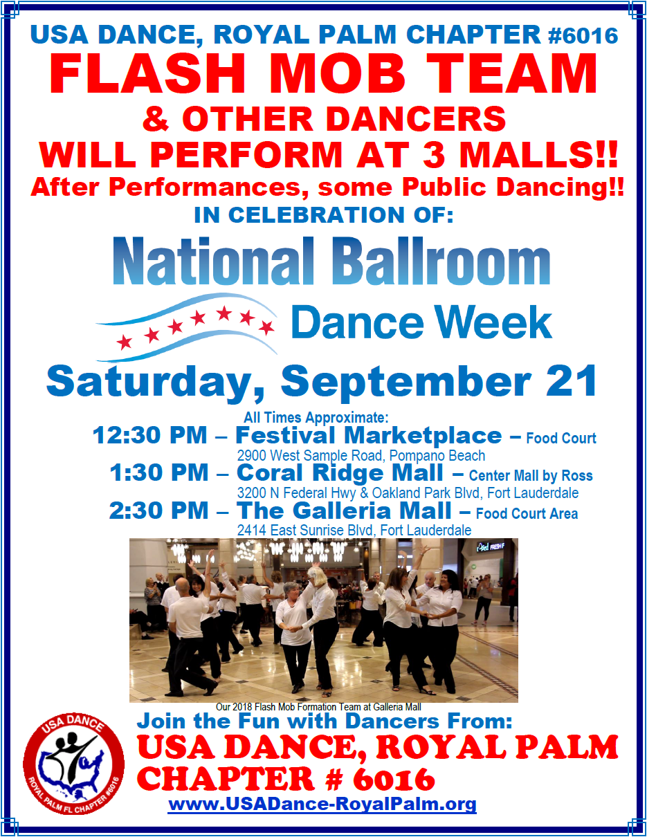 USA Dance, Royal Palm Chapter Flash Mob Formation Team - Performing at 3 Malls - September 21, 2019