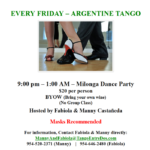 ARGENTINE TANGO DANCE PARTY – EVERY FRIDAY NIGHT – 9 PM – 1 AM – Masks Recommended