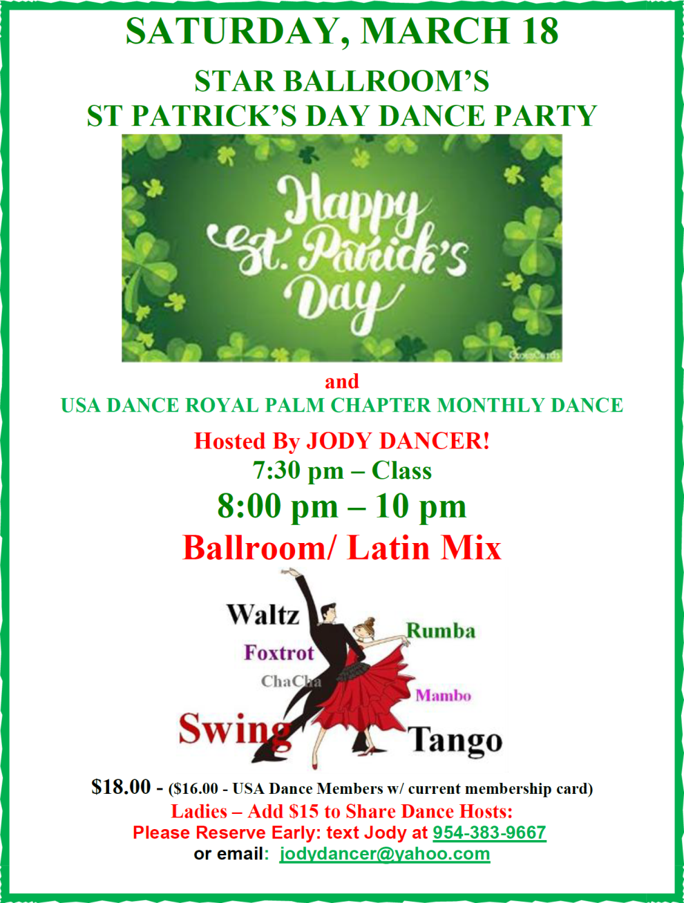 Star Ballroom St. Patrick's Day Dance Party - March 18, 2023